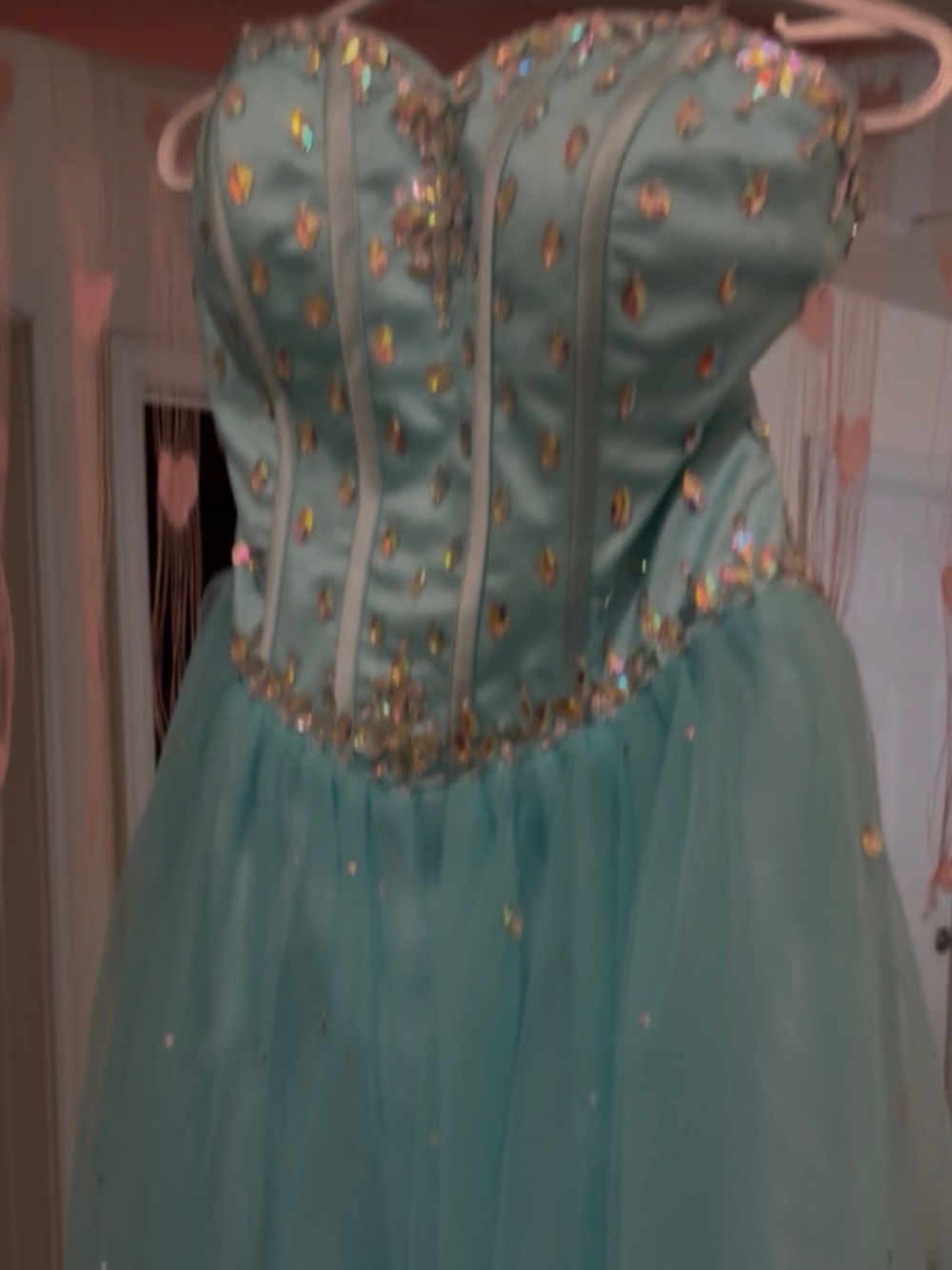 Girls Aqua Sparkle Princess Costume Dress